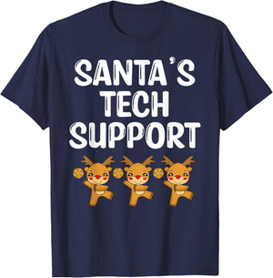 Santa's tech support Christmas IT computer Funny reindeer T-Shirt - T-Shirt | Navy