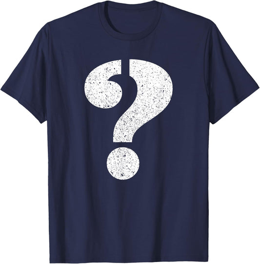 Question Mark Stenciled - Punctuation Funny T-Shirt - T-Shirt | Navy