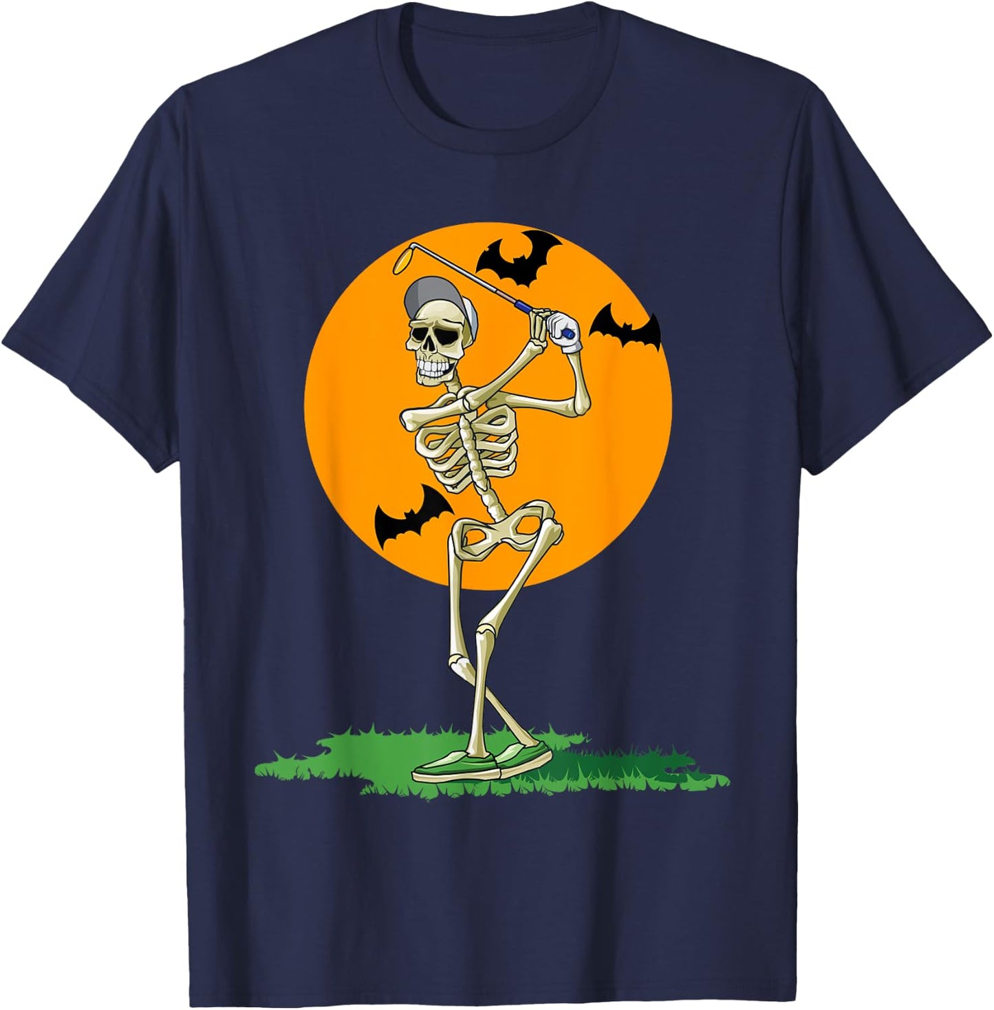 Golfing Skeleton Halloween Men Golf Halloween Golfer T-Shirt - T-Shirt | Navy