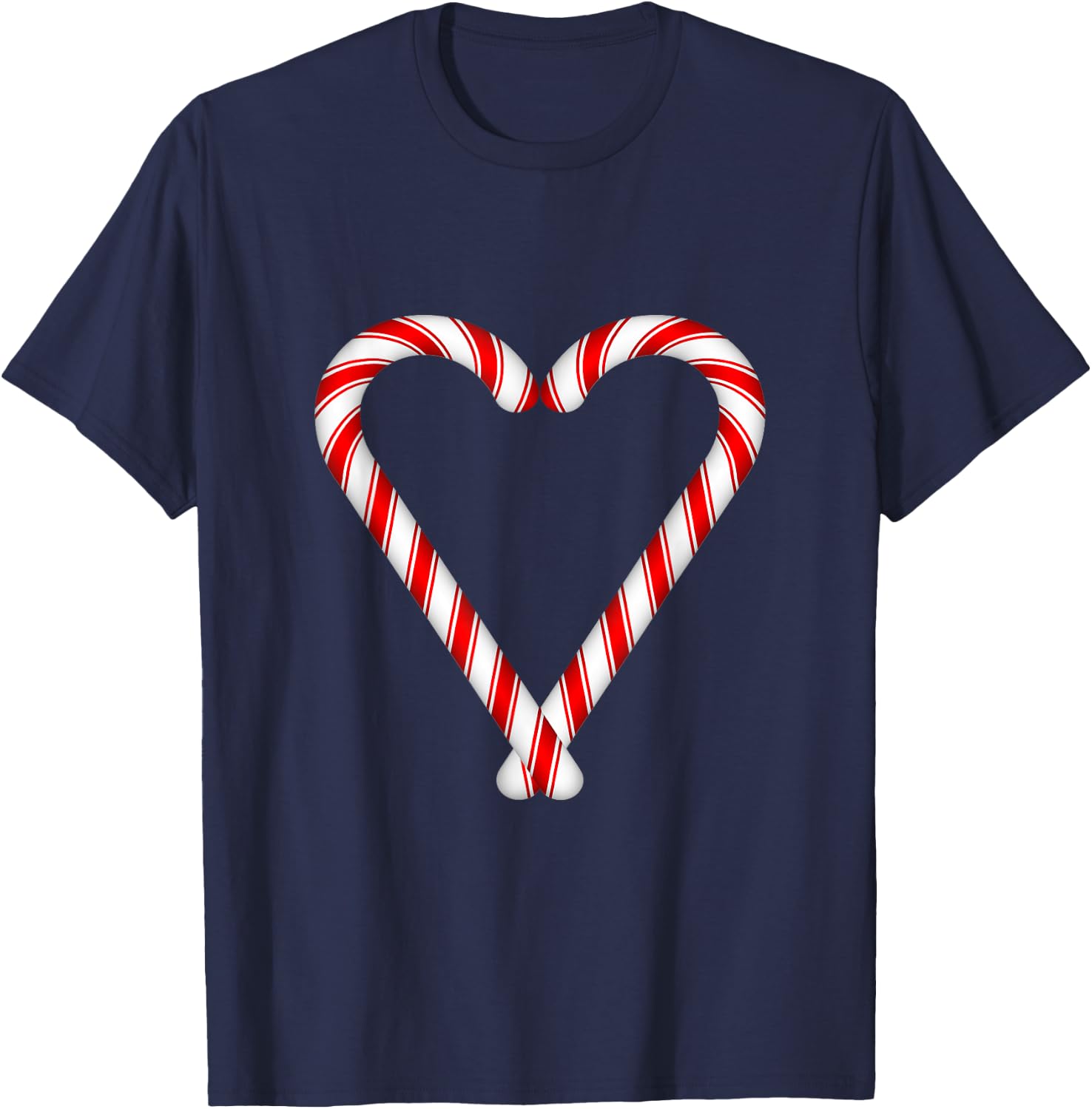 Christmas Candy Cane Heart Boys Girls Men Women Mom Dad T-Shirt - T-Shirt | Navy
