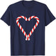 Christmas Candy Cane Heart Boys Girls Men Women Mom Dad T-Shirt - T-Shirt | Navy