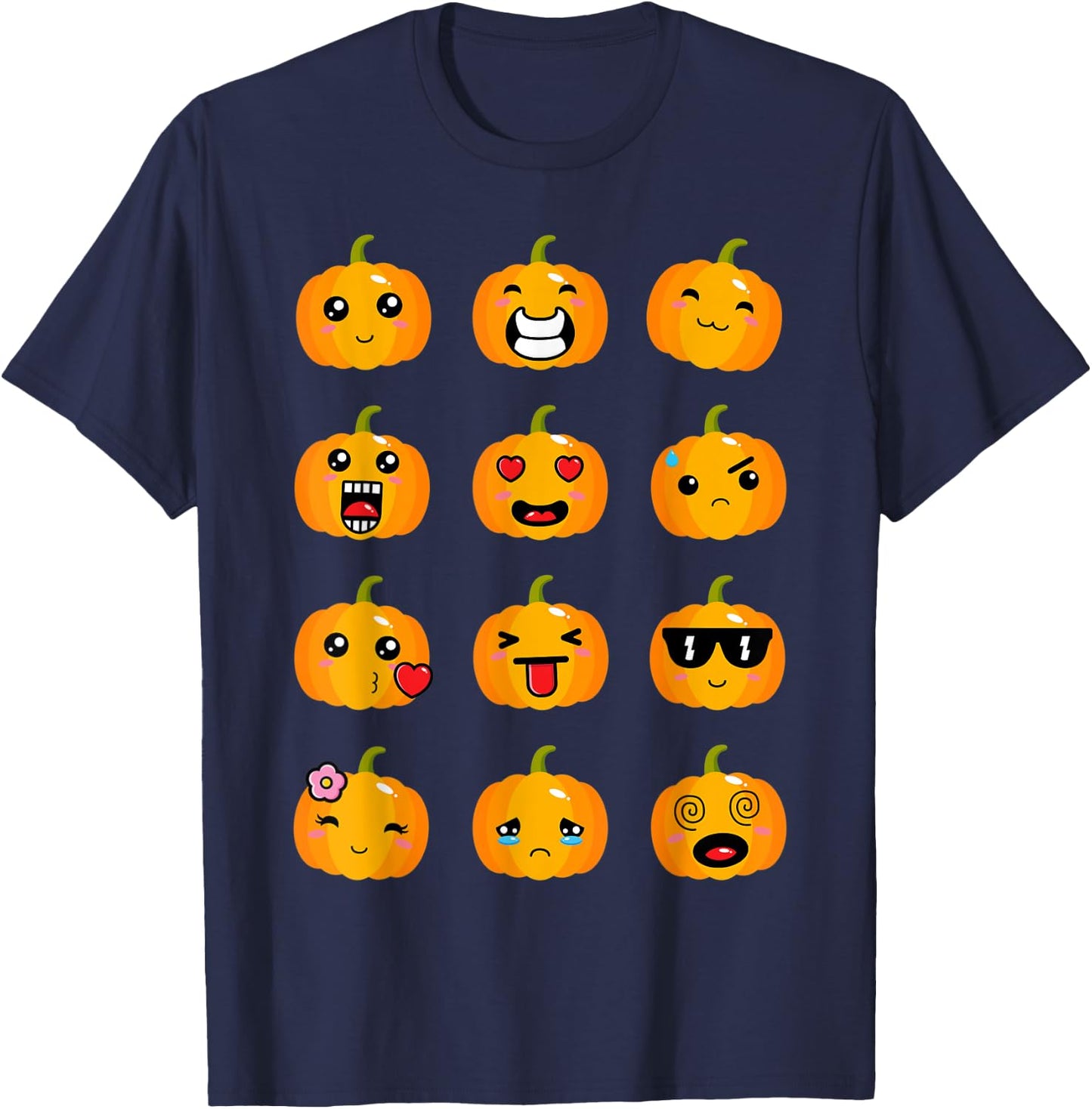 Halloween Pumpkins Emotions Cute little Pumpkins T-Shirt - T-Shirt | Navy