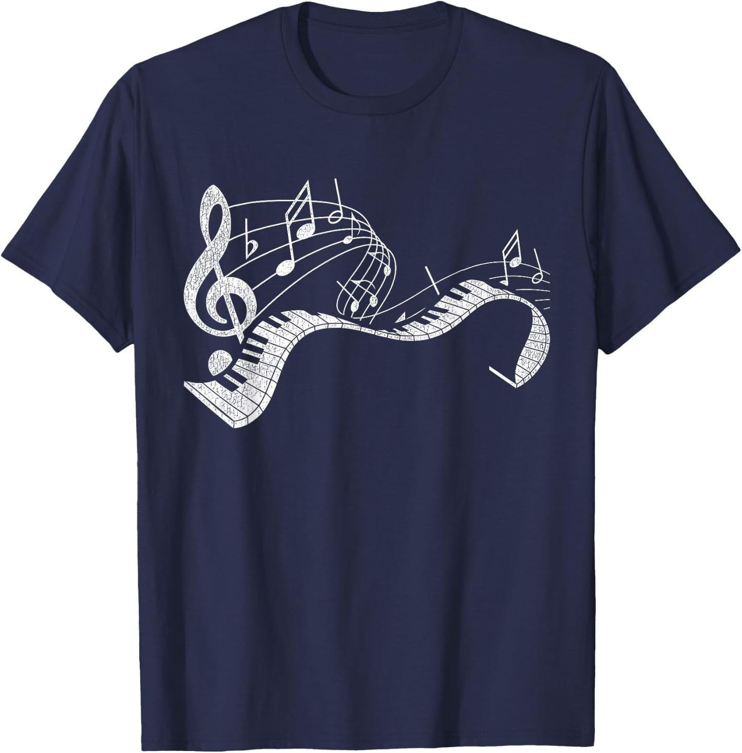 Pianist Music Notes Treble Clef Piano Player Keyboard Piano T-Shirt - T-Shirt | Navy