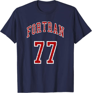 FORTRAN 77 Programming Language Old School Programmer Design T-Shirt - T-Shirt | Navy