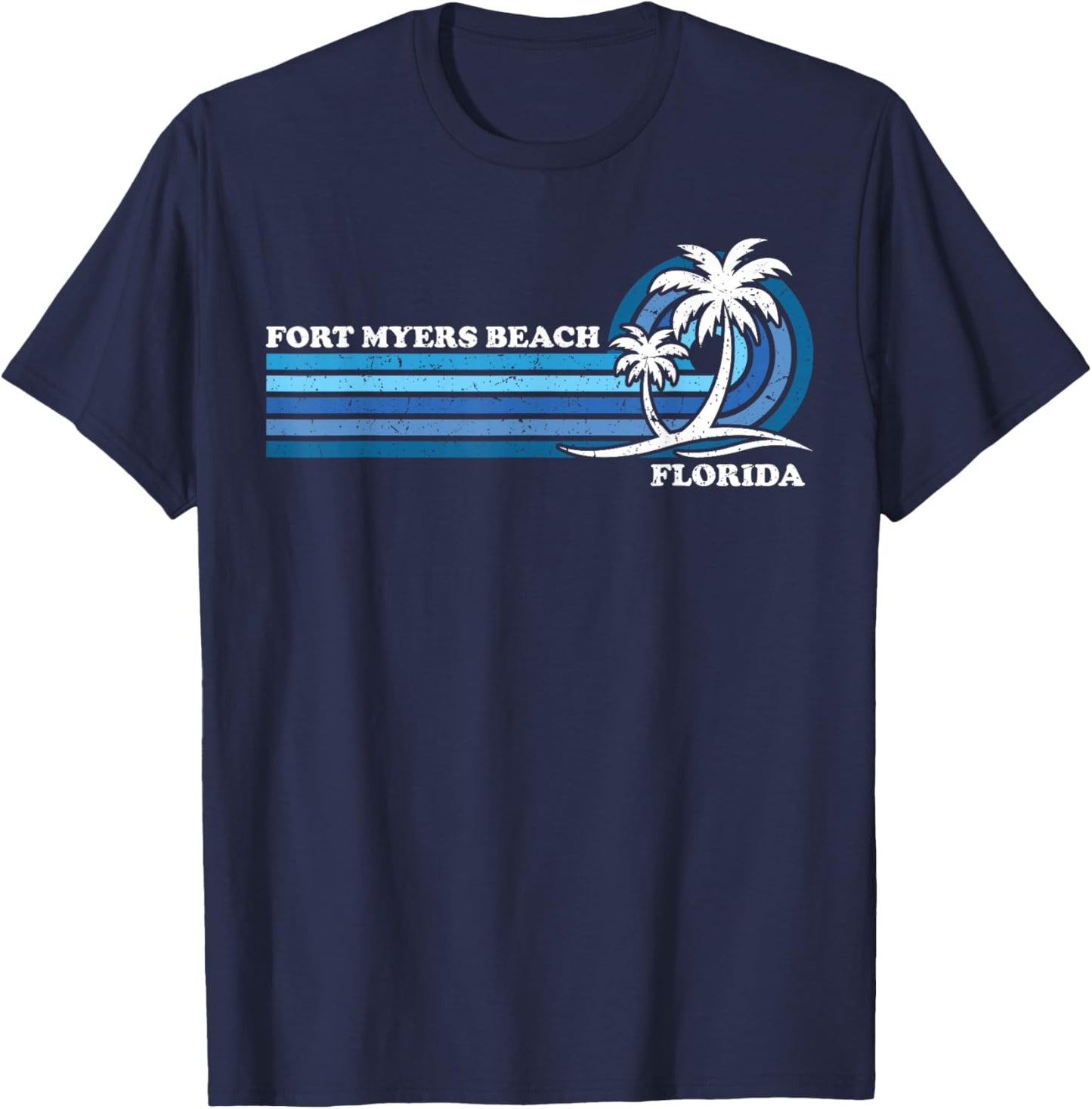 Retro Vintage Family Vacation Florida Fort Myers Beach T-Shirt - T-Shirt | Navy