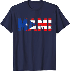 Mami Puerto Rico Flag Pride Mothers Day Puerto Rican Women Small T-Shirt - T-Shirt | Navy