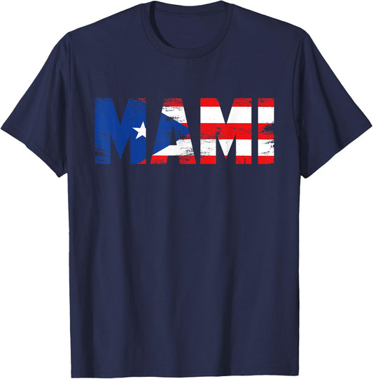 Mami Puerto Rico Flag Pride Mothers Day Puerto Rican Women Small T-Shirt - T-Shirt | Navy