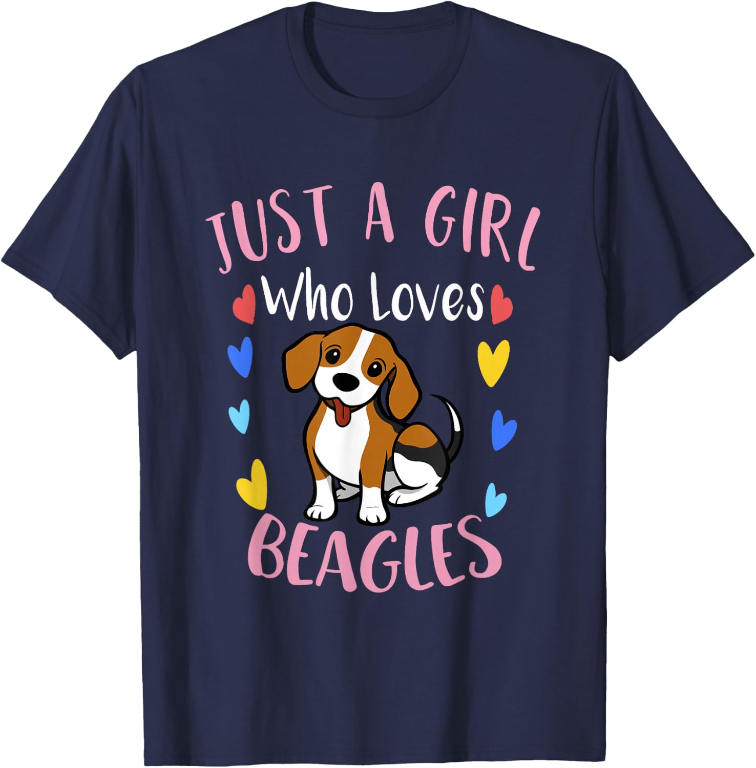 Cute Just a Girl Who Loves Beagles T-Shirt - T-Shirt | Navy