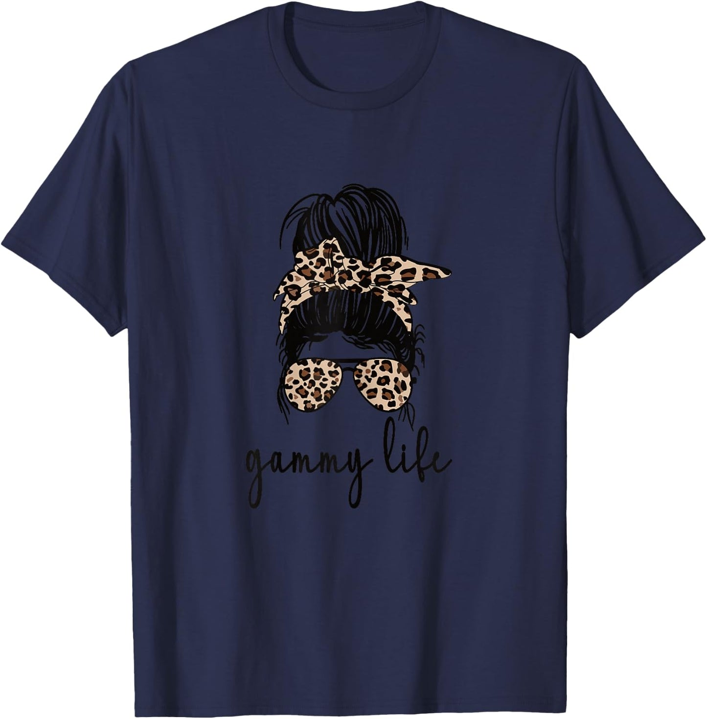 Gammy Life Grandma Messy Bun Gammy Grandmother T-Shirt - T-Shirt | Navy