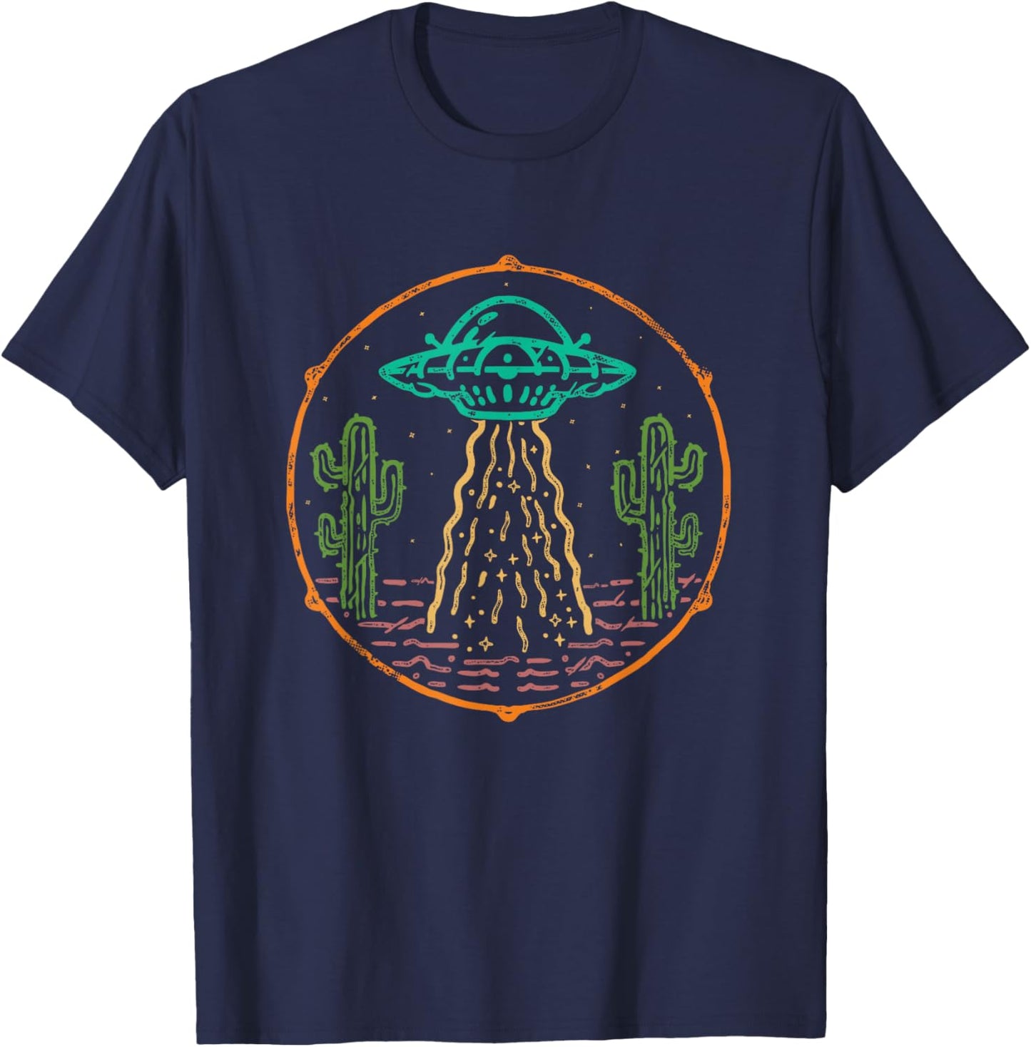 Retro UFO Aliens Extraterrestrial Outer Space Ship Galaxy T-Shirt - T-Shirt | Navy