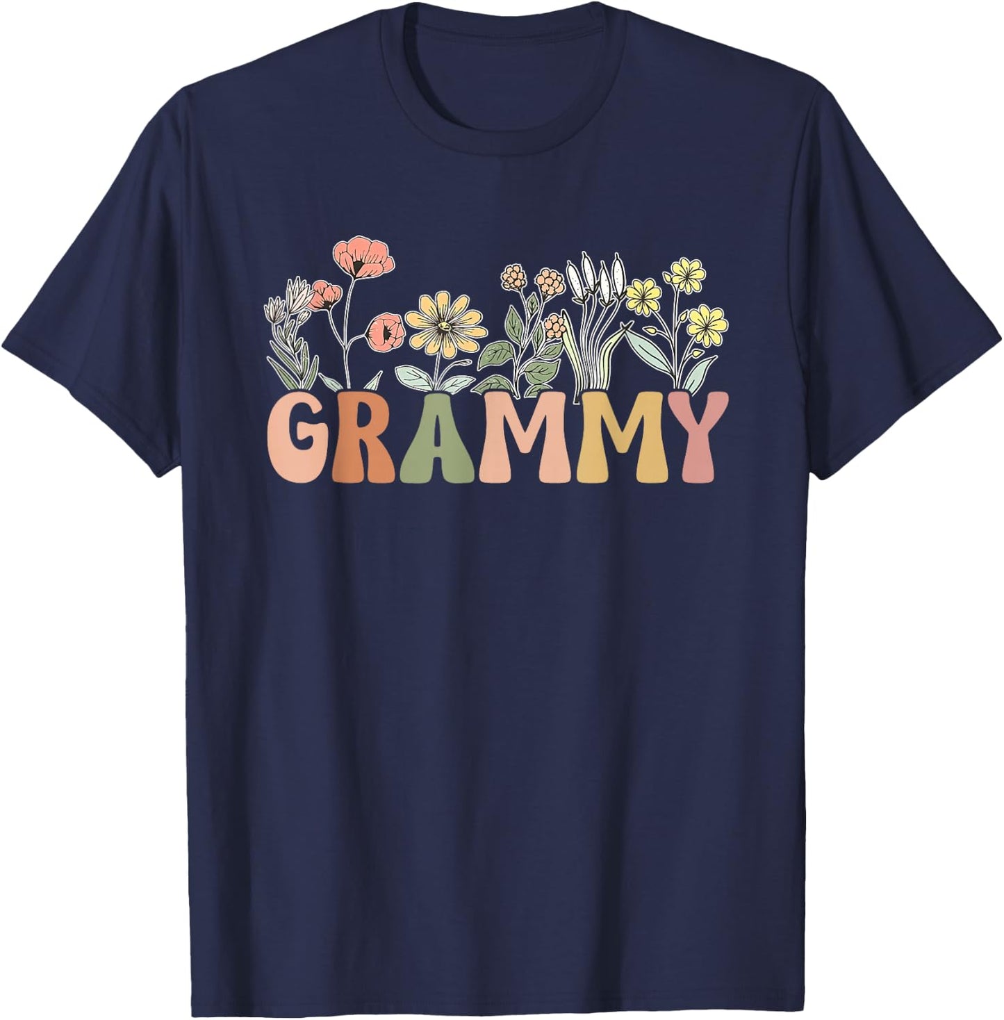 Grammy Wildflower Grandma Mother's Day Flower Florals Outfit T-Shirt - T-Shirt | Navy