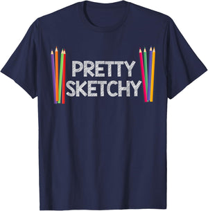 Cool Pencil Artist Art Women Drawing Sketch Painter T-Shirt - T-Shirt | Navy