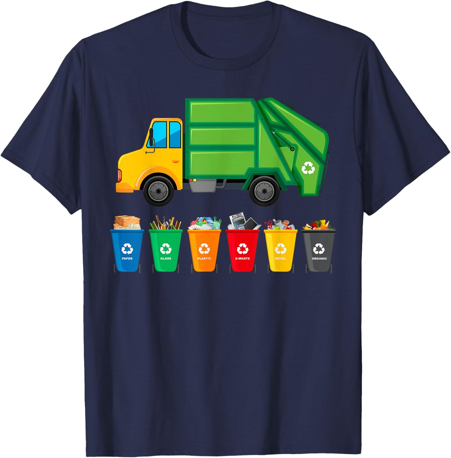 Garbage Truck Reuse Recycle Trash Collector Earth Day T-Shirt - T-Shirt | Navy
