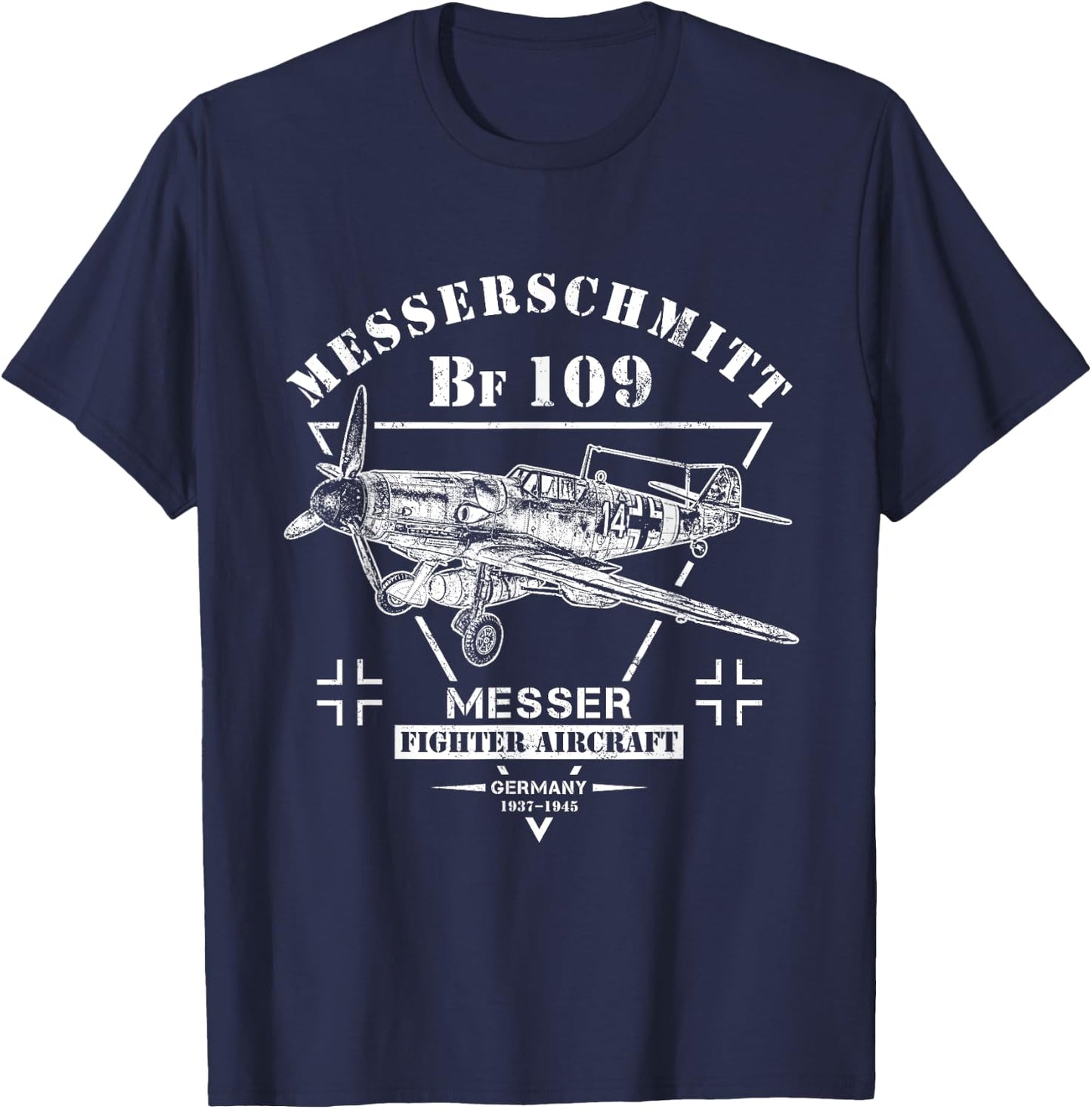 Messerschmitt Bf 109 WW2 Fighter Aircraft T-Shirt - T-Shirt | Navy
