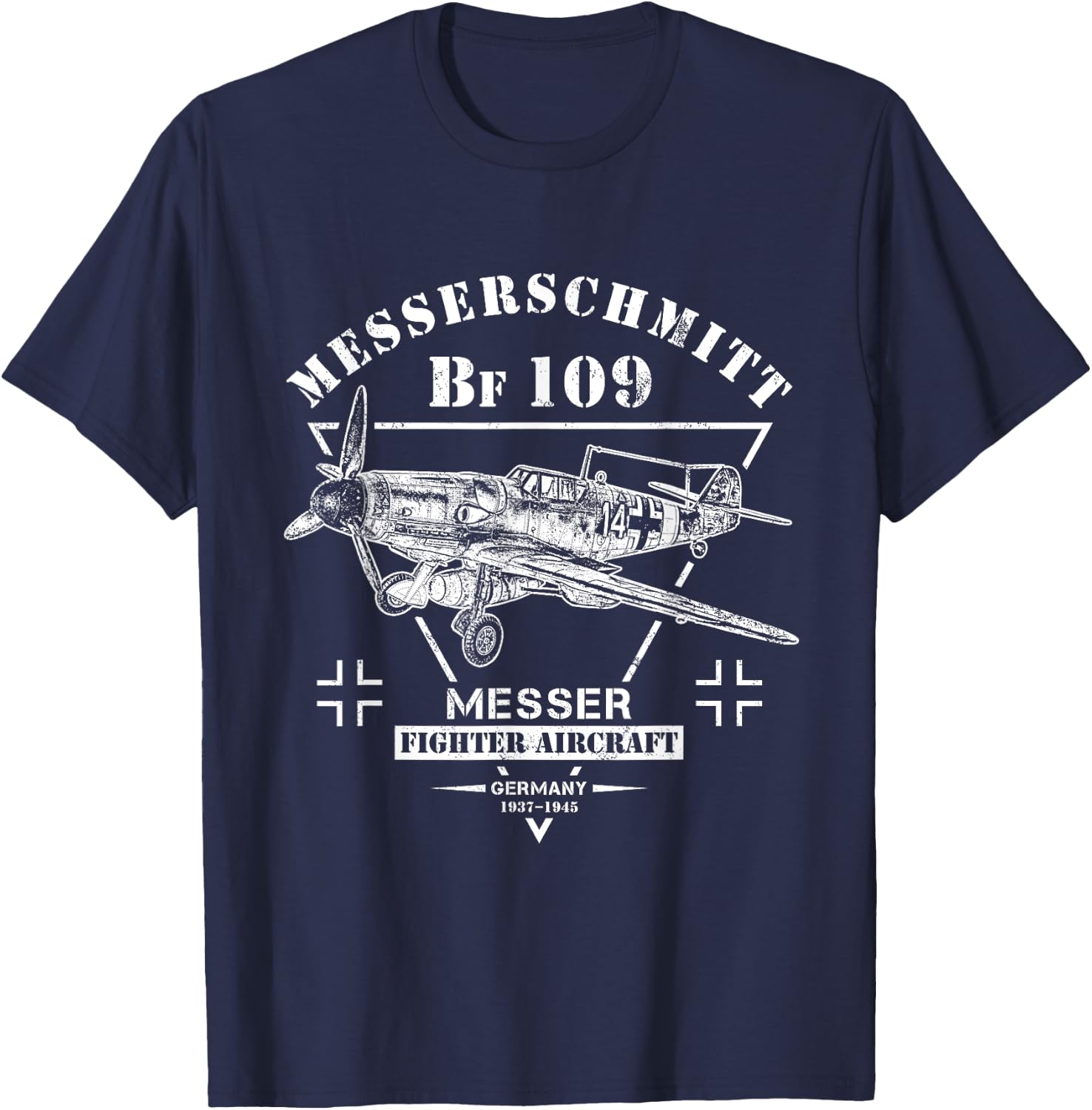 Messerschmitt Bf 109 WW2 Fighter Aircraft T-Shirt - T-Shirt | Navy