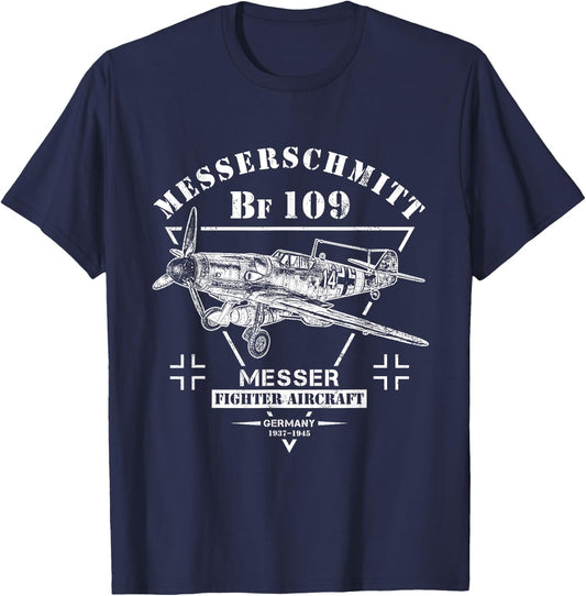 Messerschmitt Bf 109 WW2 Fighter Aircraft T-Shirt - T-Shirt | Navy