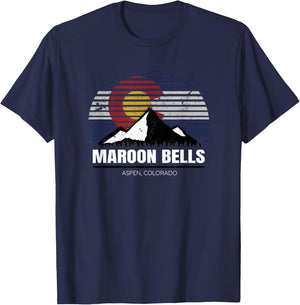 Maroon Bells Colorado State Flag - Aspen CO Hiking T-Shirt - T-Shirt | Navy