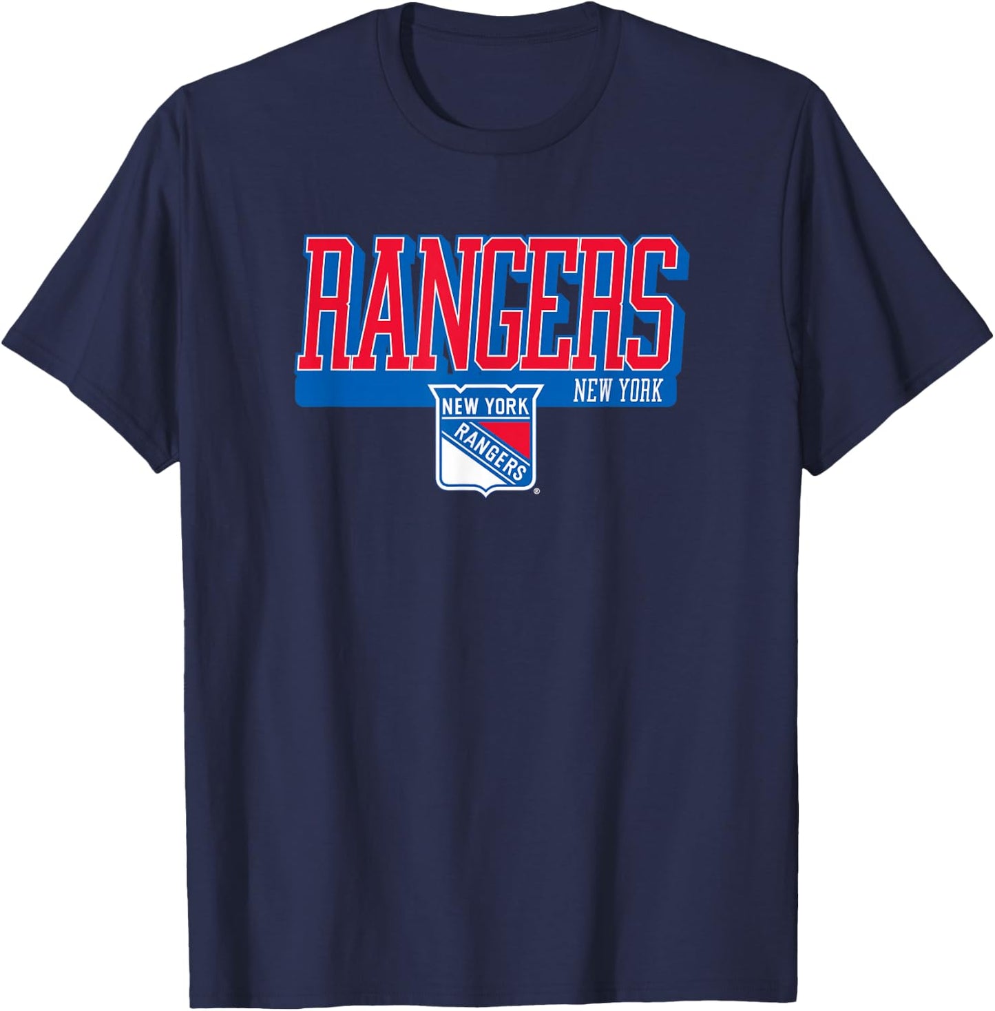 New York Rangers Officially Licensed - NHL Team Logo - Black - Adults - Short Sleeve - - Small T-Shirt - T-Shirt | Navy