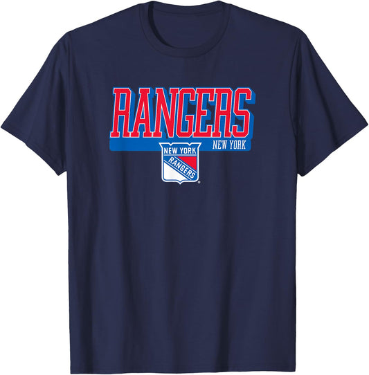 New York Rangers Officially Licensed - NHL Team Logo - Black - Adults - Short Sleeve - - Small T-Shirt - T-Shirt | Navy