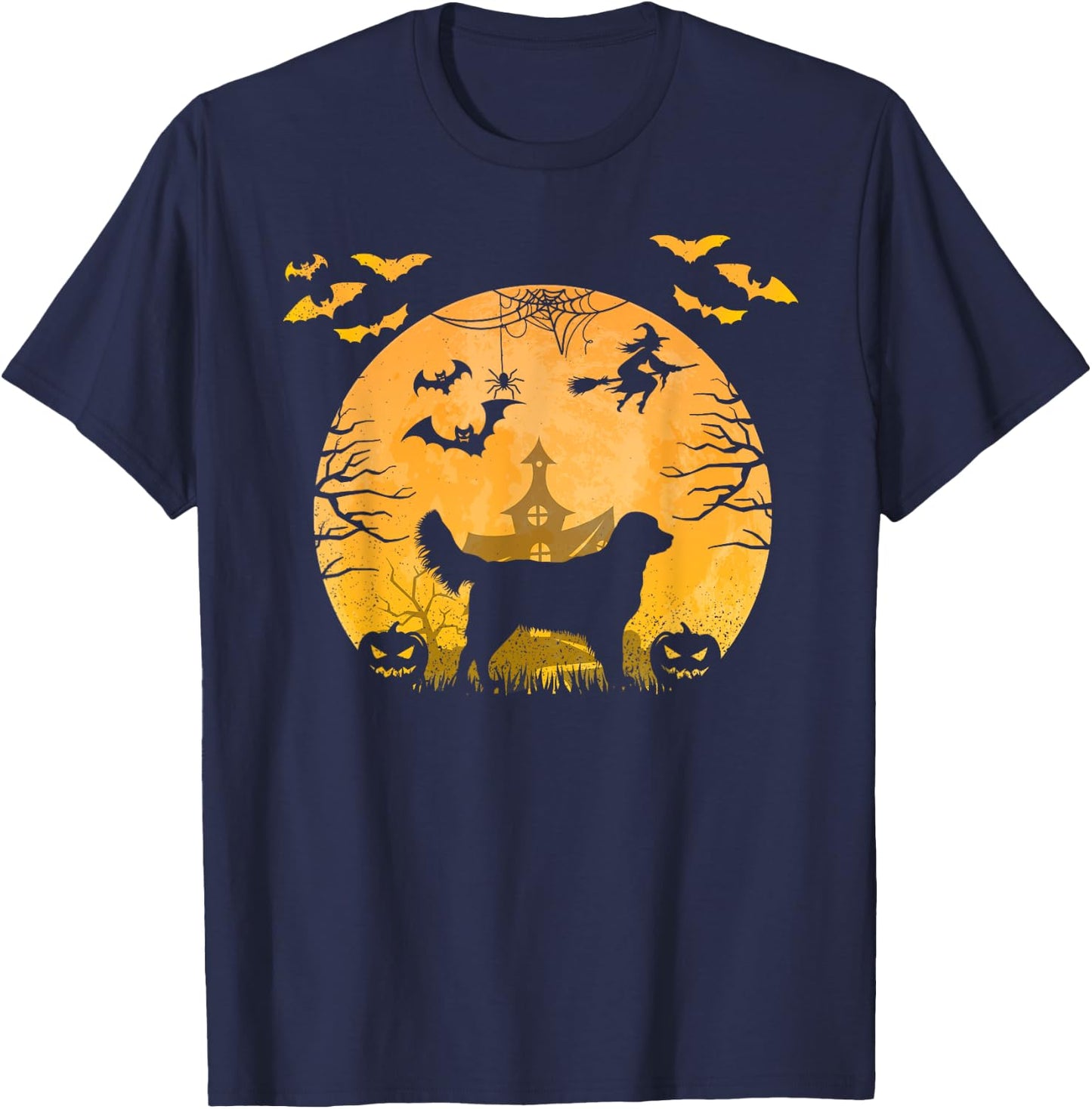 Funny Halloween Dog Golden Retrievers Halloween Men Women Kids T-Shirt - T-Shirt | Navy
