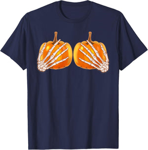 Save The Ta-Tas Breast Cancer Awareness Halloween T-Shirt - T-Shirt | Navy