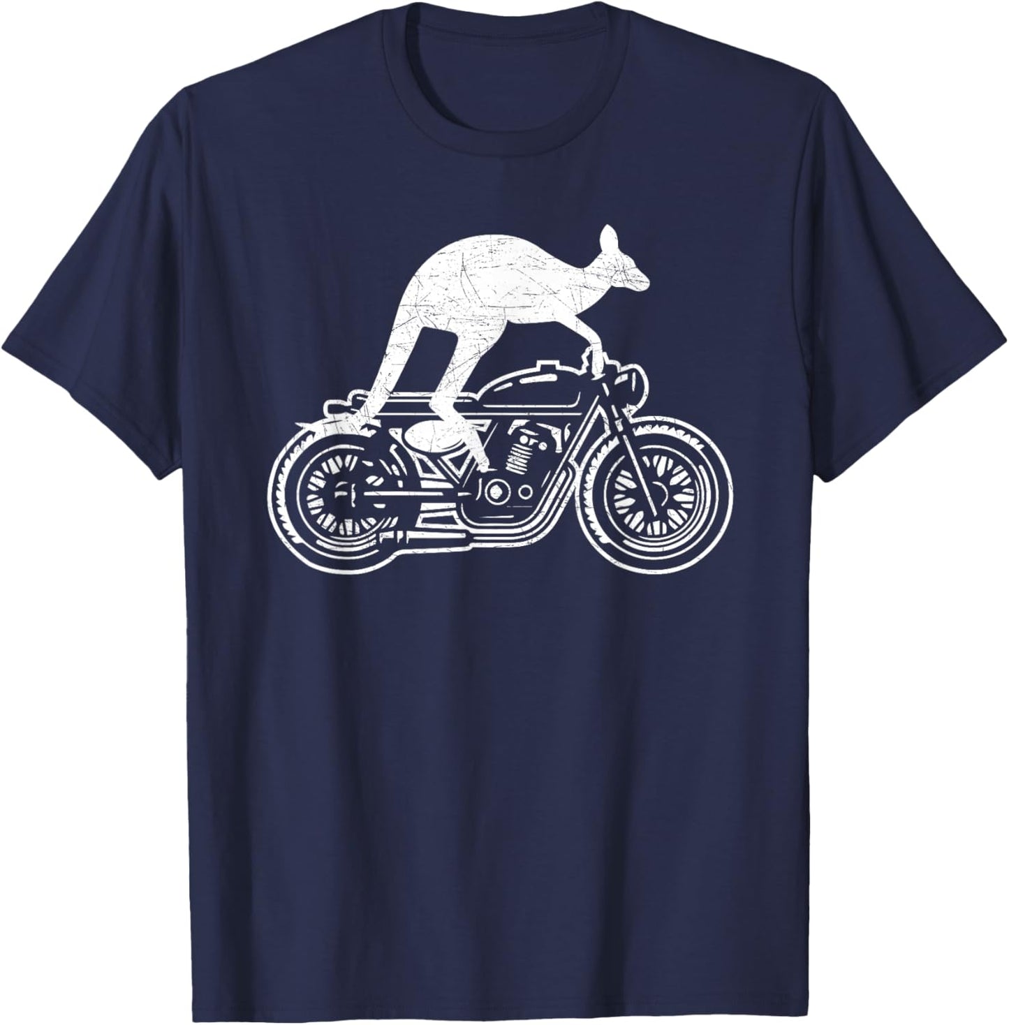 Kangaroo Riding Motorbike Australia Motorcycle Bikers Funny T-Shirt - T-Shirt | Navy