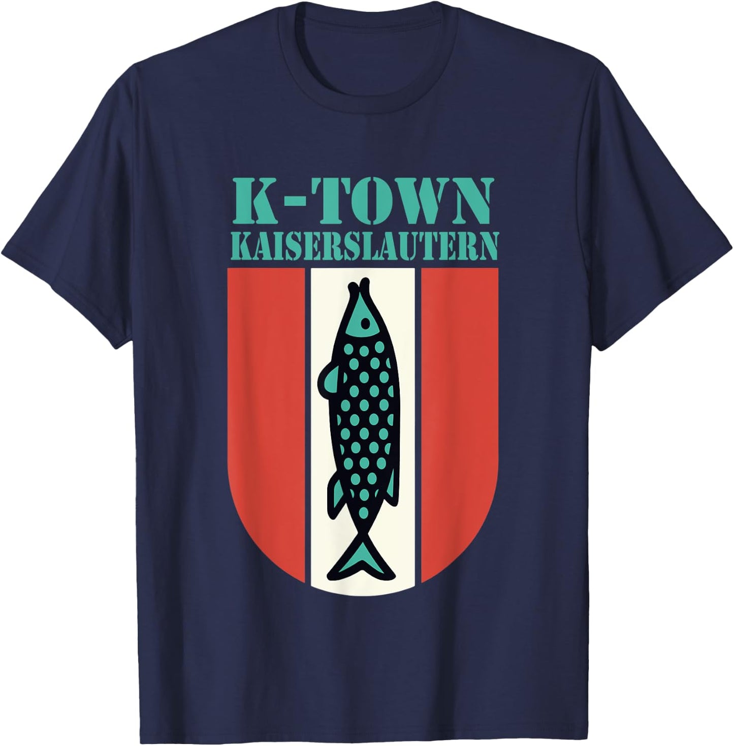 K-Town Kaiserslautern Germany Fish Emblem Vintage T-Shirt - T-Shirt | Navy