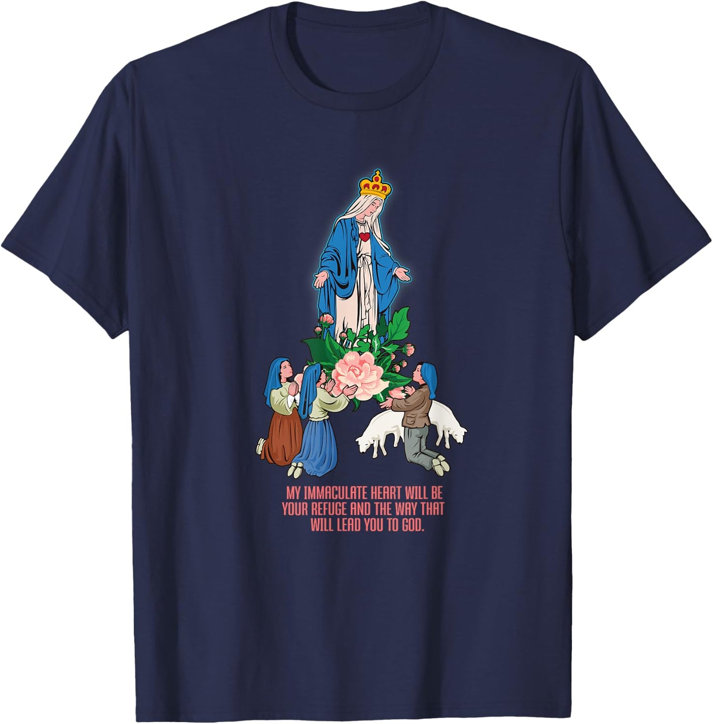Our Lady of Fatima. Virgin Mary T-Shirt - T-Shirt | Navy