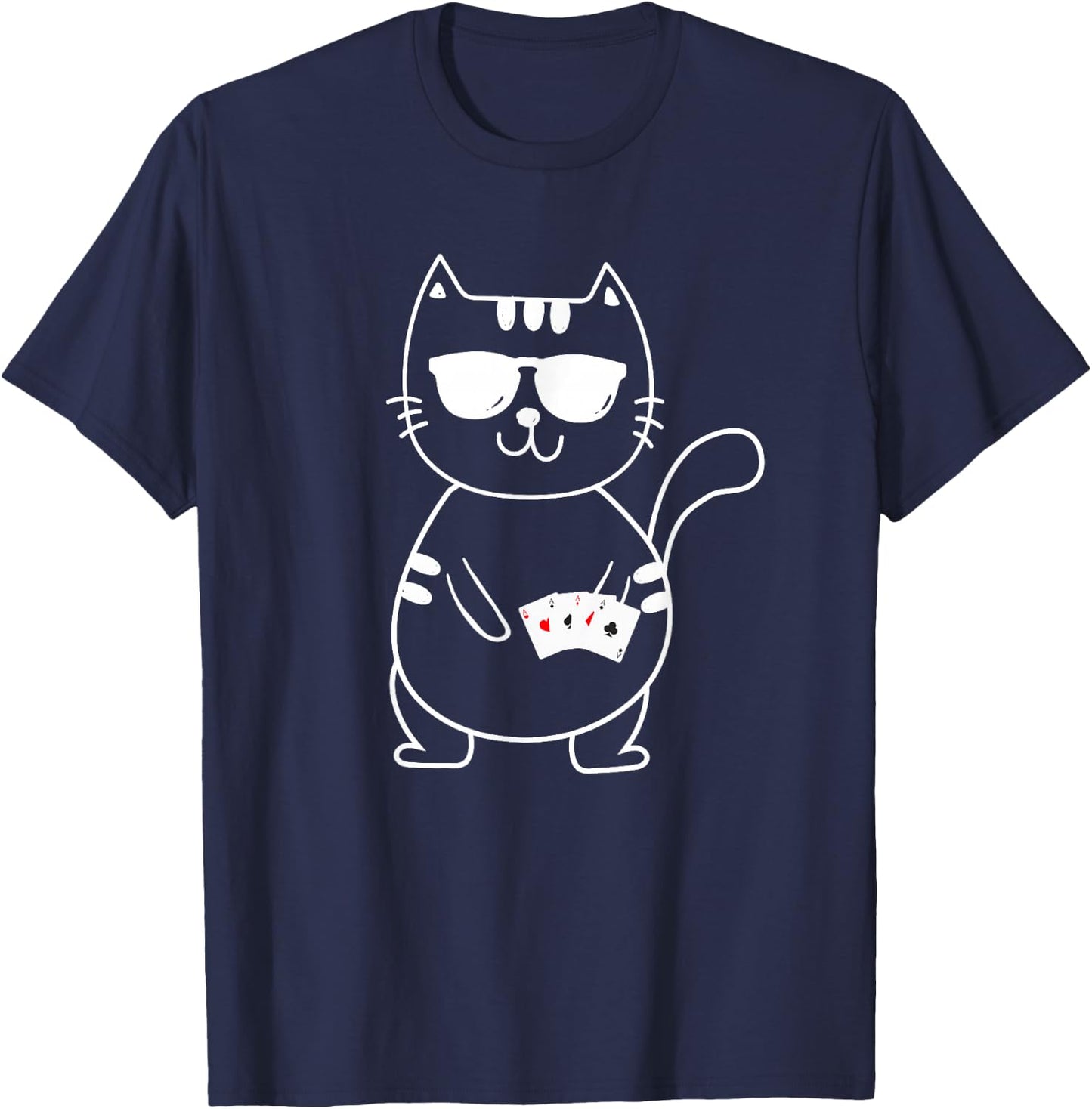 Poker Cat - Poker Texas Hold'Em Gambling Casino Gambler T-Shirt - T-Shirt | Navy