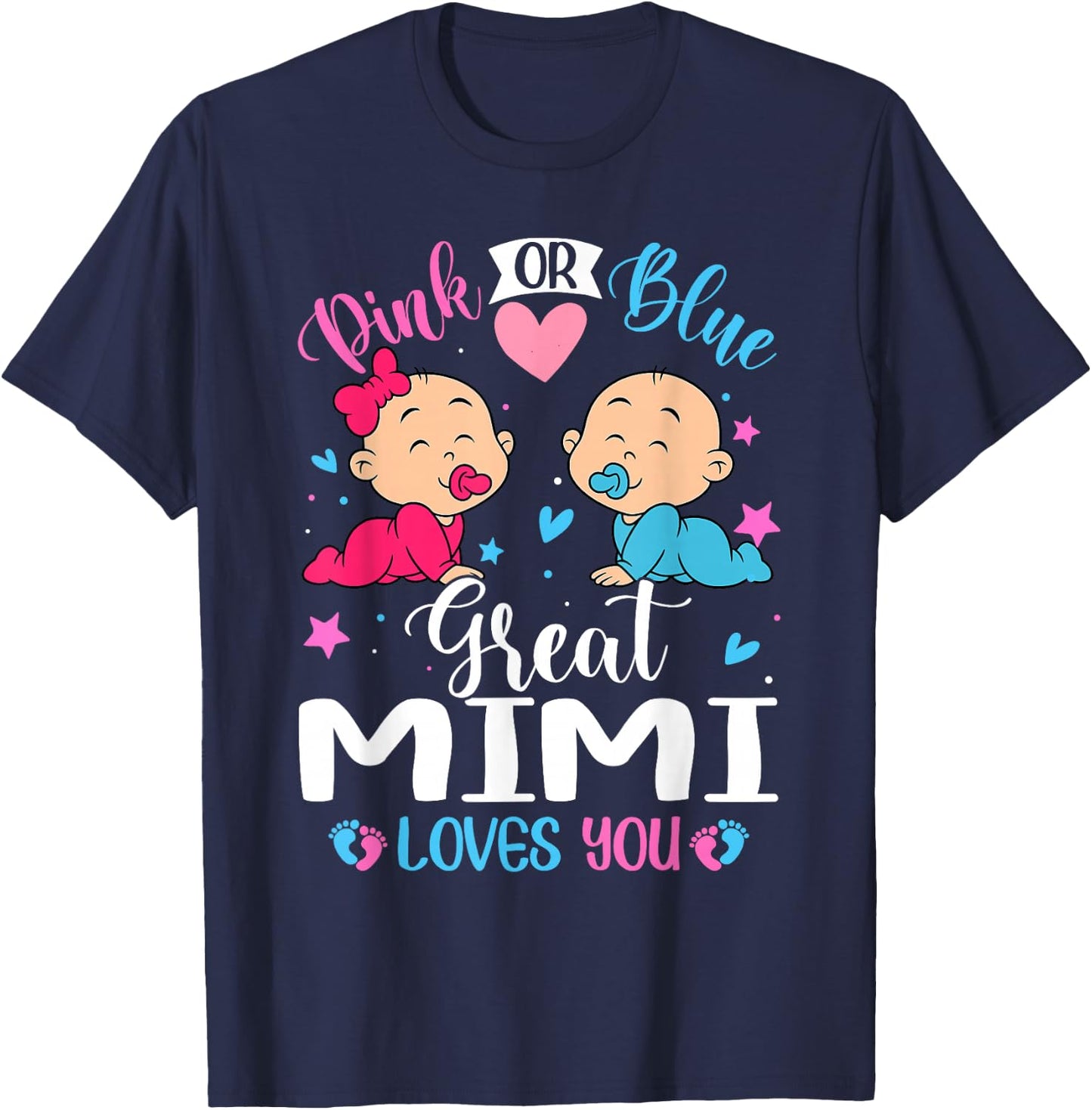 Pink Or Blue Great Mimi Loves You Gender Reveal T-Shirt - T-Shirt | Navy