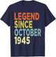 80 Years Old Legend Since October 1945 80th Birthday T-Shirt - T-Shirt | Navy