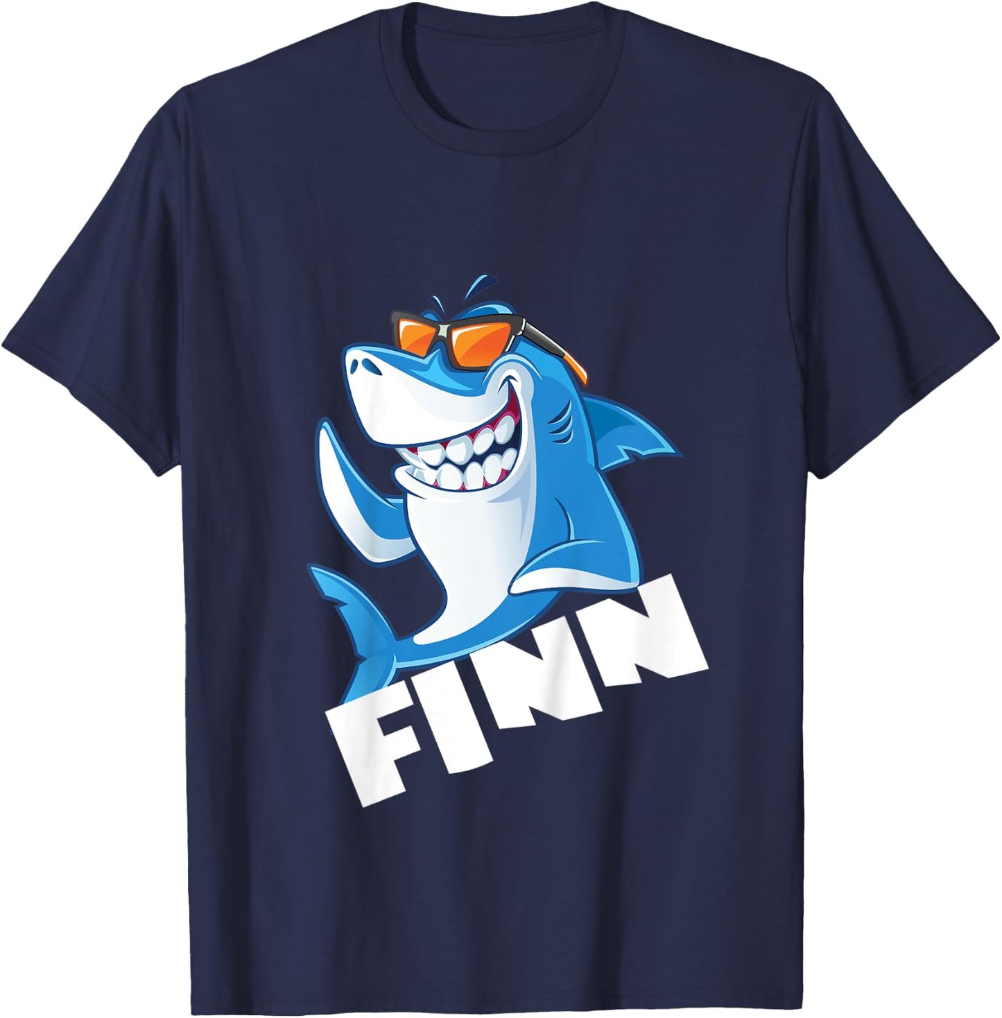 Kids Shark name finn gift boys T-Shirt - T-Shirt | Navy