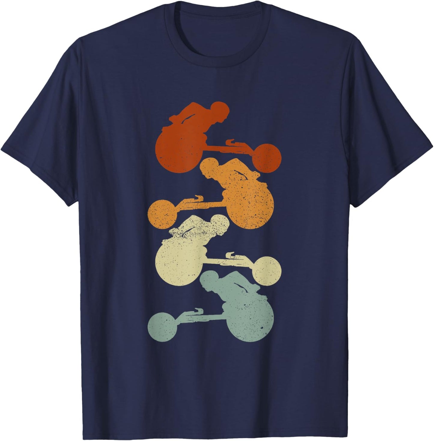 Wheelchair Marathoner Retro Colors - Wheelchair Racing T-Shirt - T-Shirt | Navy