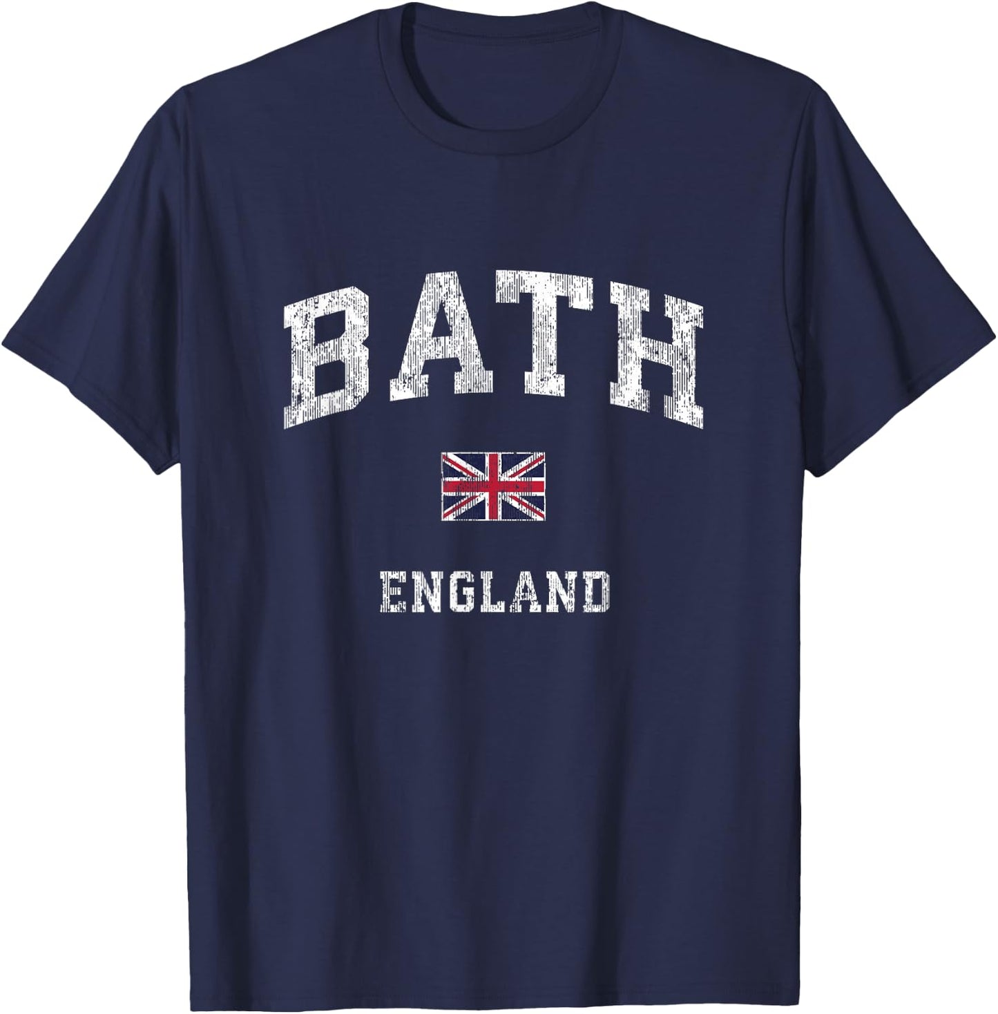 Bath England Vintage Athletic Sports Design T-Shirt - T-Shirt | Navy