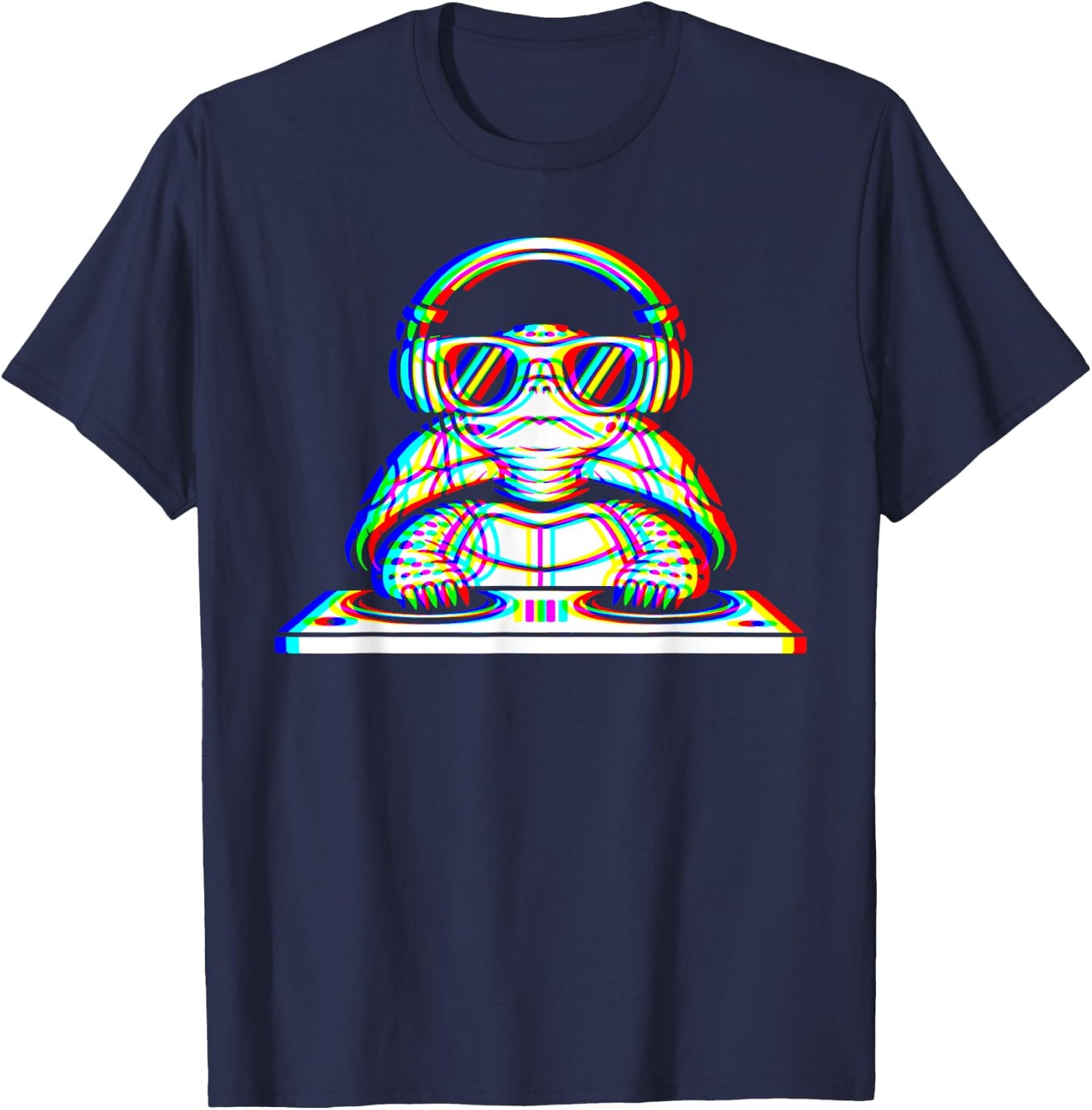 Funny Eastern Box Turtle DJ Glitch Rave EDM Music Party T-Shirt - T-Shirt | Navy