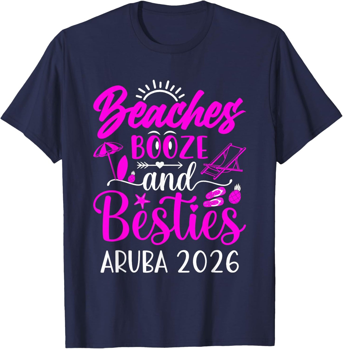 Girls Trip Aruba Caribbean 2026 Weekend Birthday Besties T-Shirt - T-Shirt | Navy