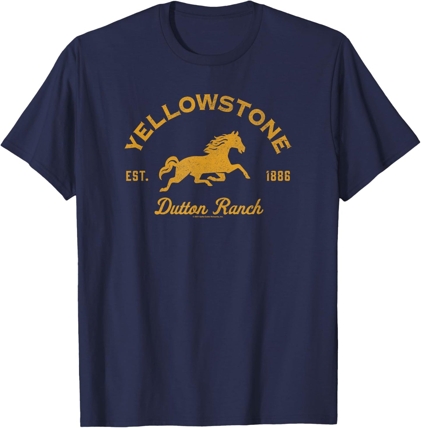 Yellowstone Dutton Ranch Est. 1886 Running Horse Logo Short Sleeve T-Shirt - T-Shirt | Navy