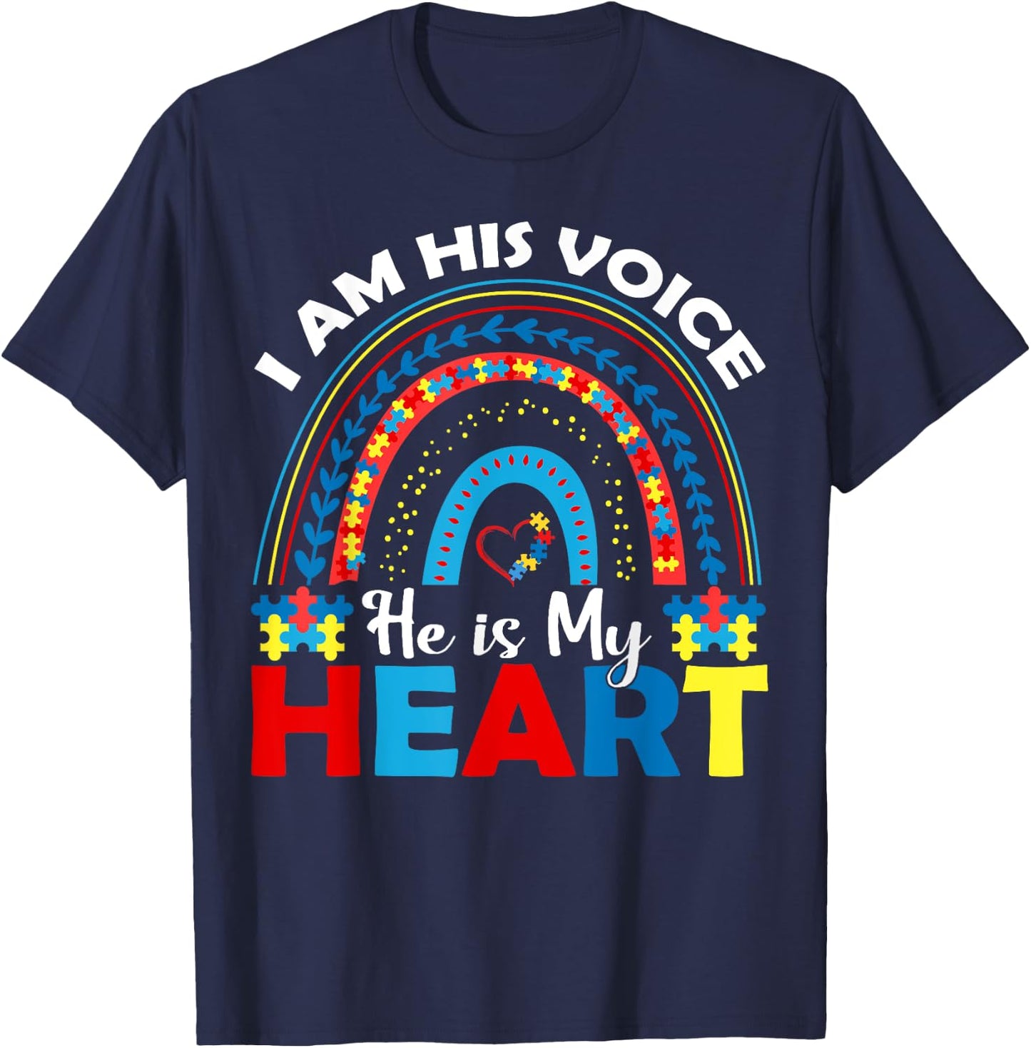 I Am His Voice He Is My Heart T-Shirt - T-Shirt | Navy