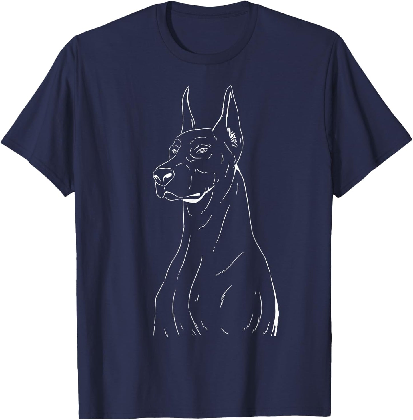 Doberman Line Art – Minimal Dobie T-Shirt - T-Shirt | Navy