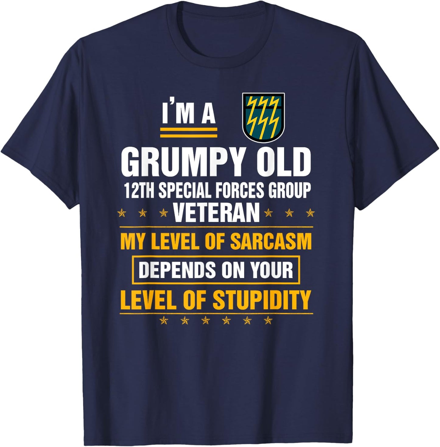 Grumpy Old 12th Special Forces Group Veteran Funny Xmas T-Shirt - T-Shirt | Navy