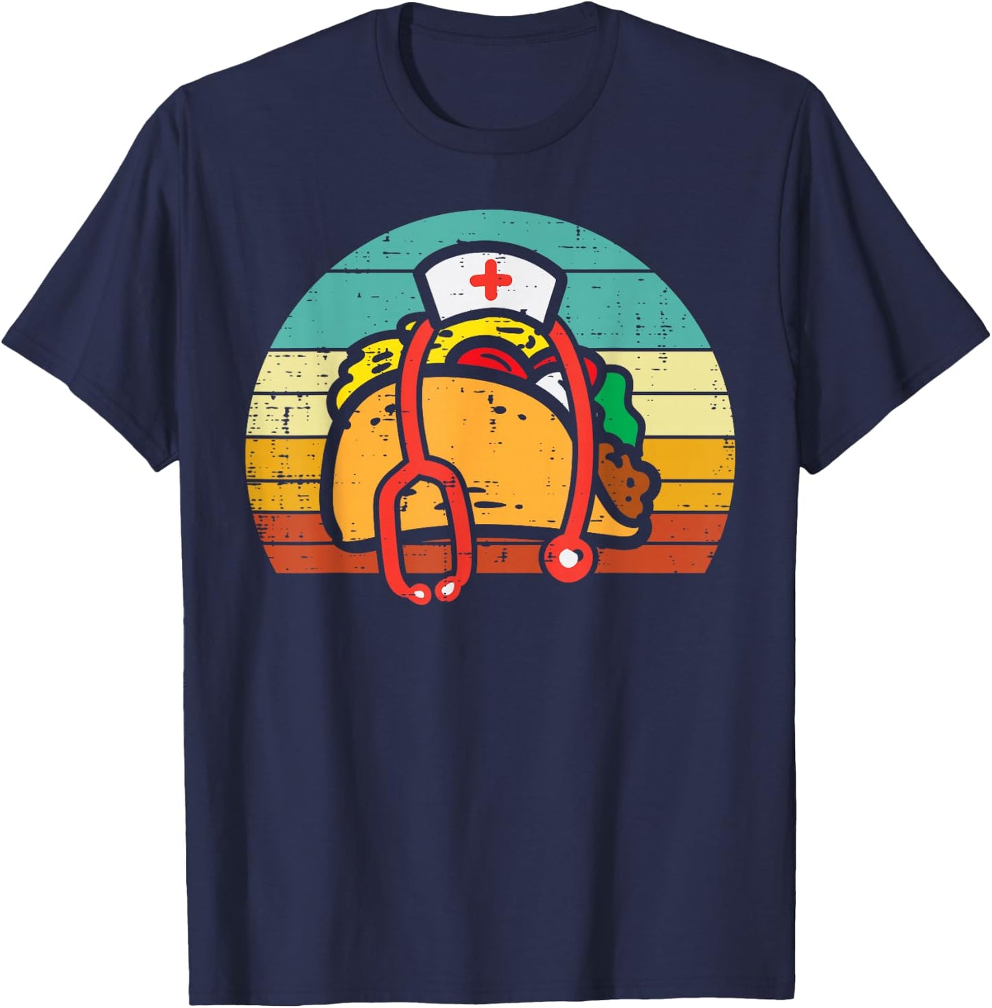Taco Nurse Stethoscope Cinco De Mayo Nurse Women Scrub Top T-Shirt - T-Shirt | Navy