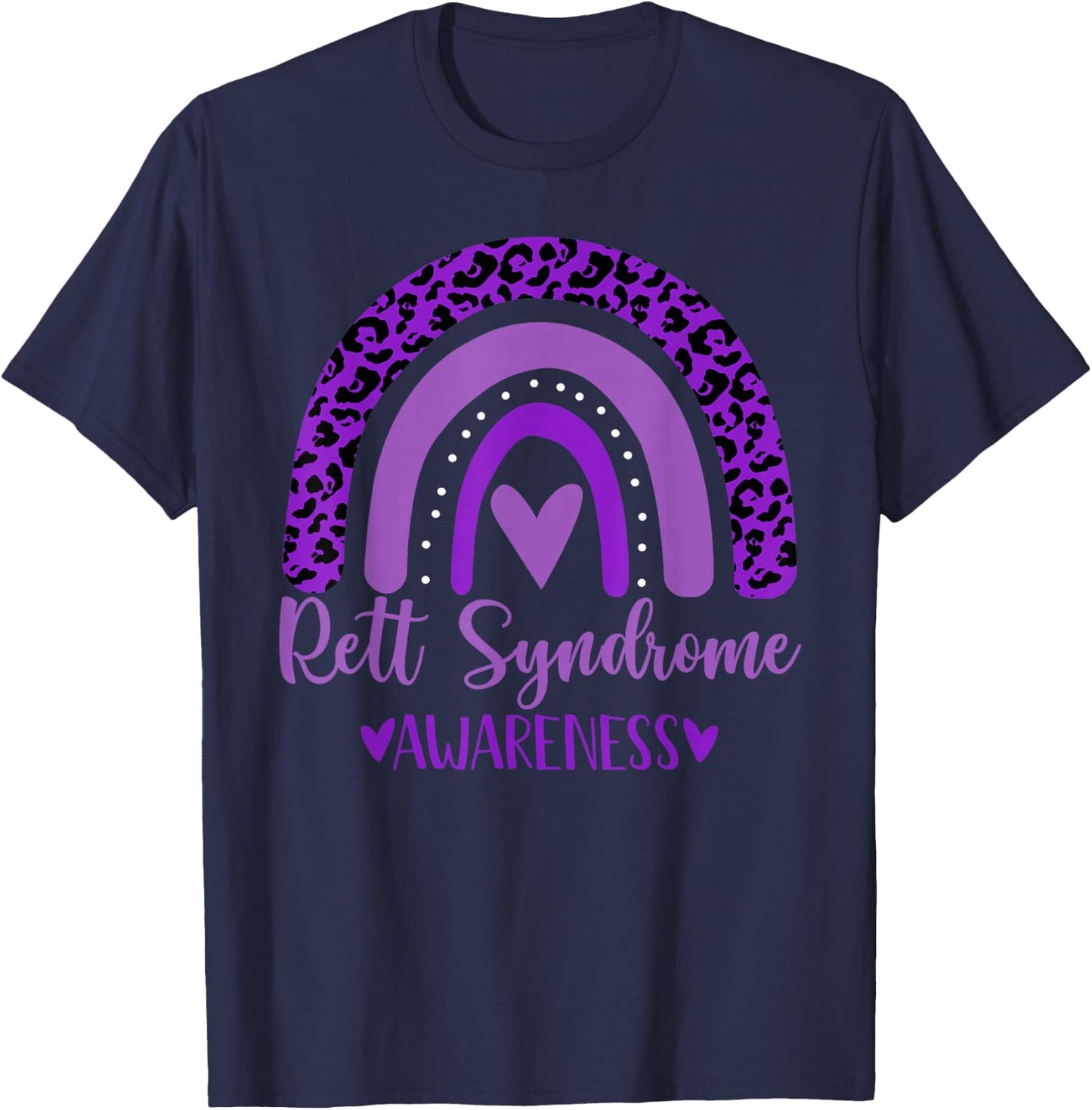 we wear Purple Rainbow awsewome for Rett Syndrome Awareness T-Shirt - T-Shirt | Navy