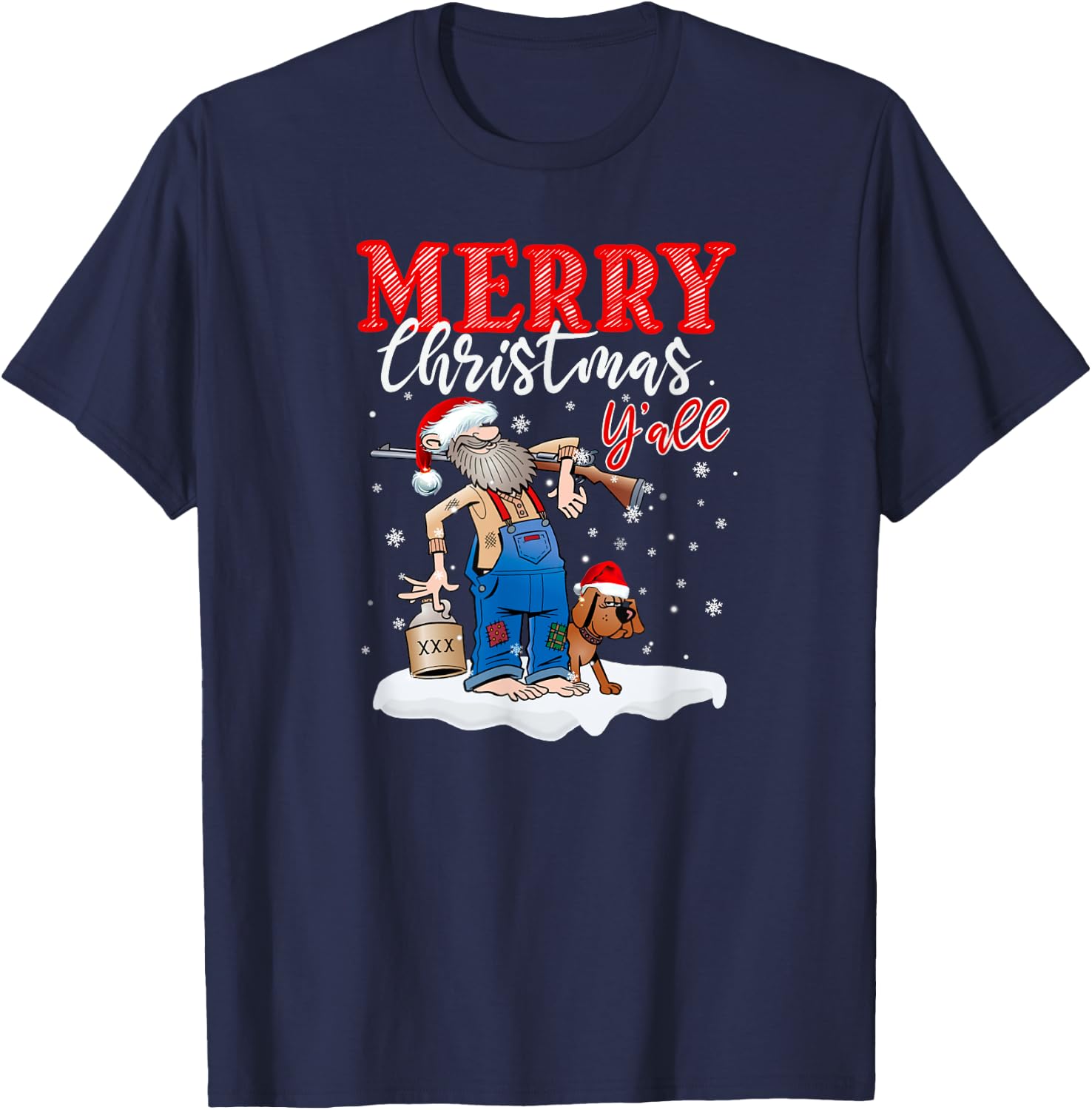 Merry Christmas Y'all, Country Christmas in the Mountains T-Shirt - T-Shirt | Navy
