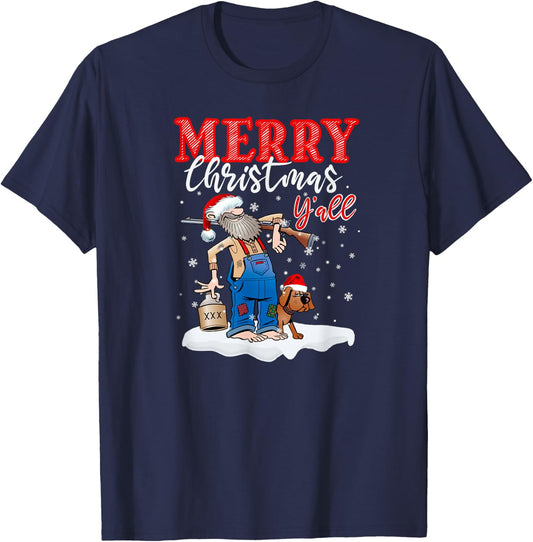 Merry Christmas Y'all, Country Christmas in the Mountains T-Shirt - T-Shirt | Navy
