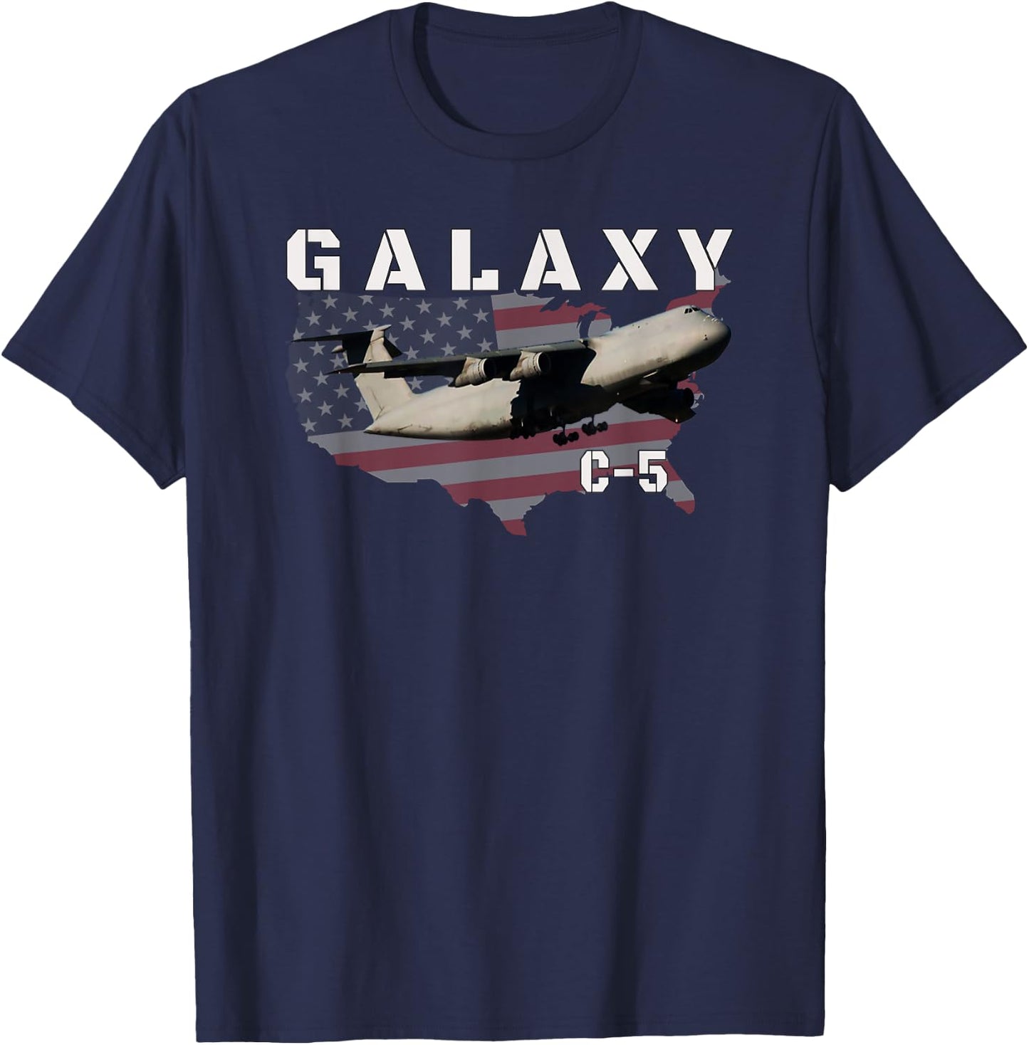 C-5 Galaxy Strategic Military Transport Aircraft Aviation T-Shirt - T-Shirt | Navy