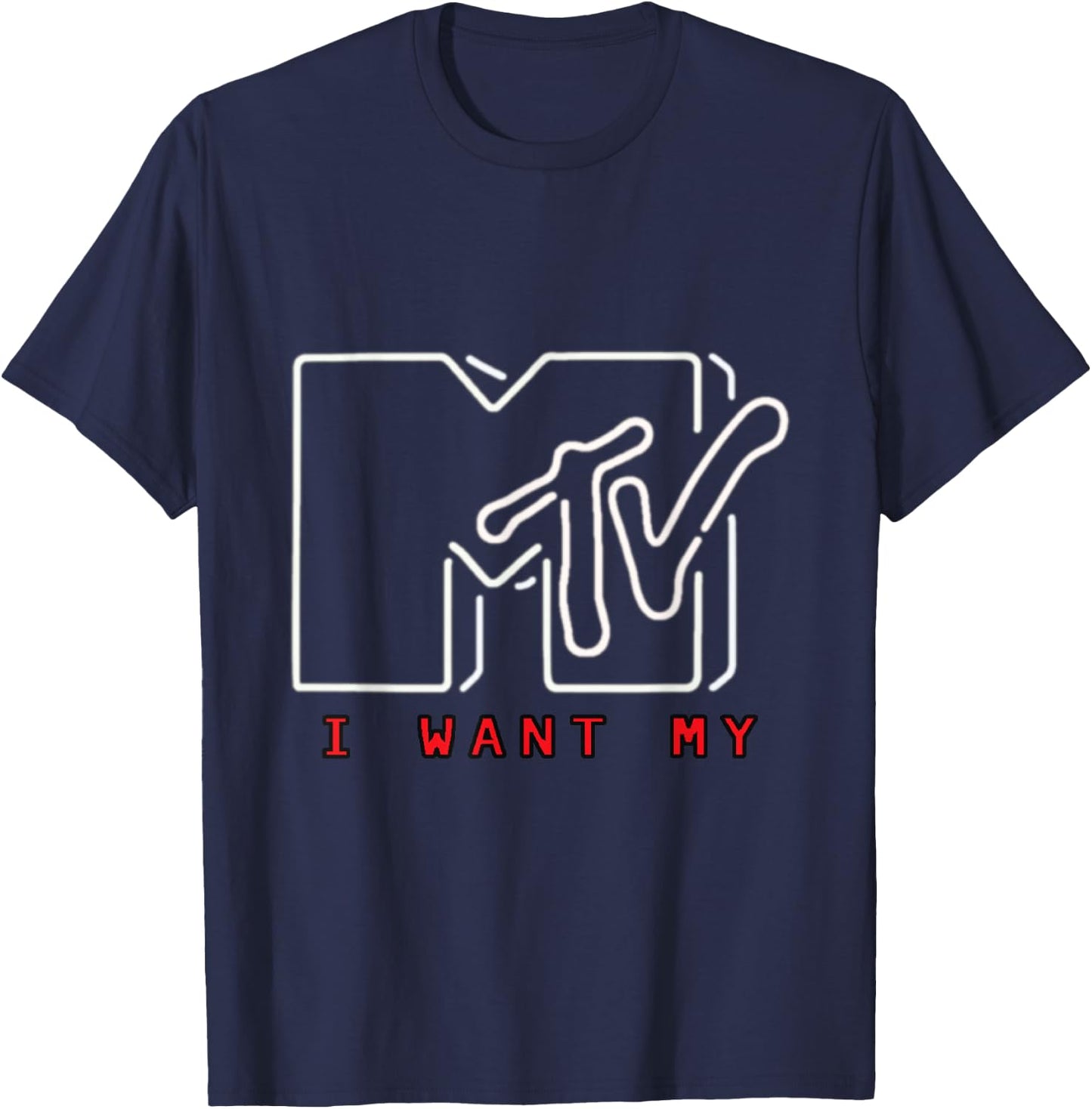 I Want My MTV Neon T-Shirt - T-Shirt | Navy