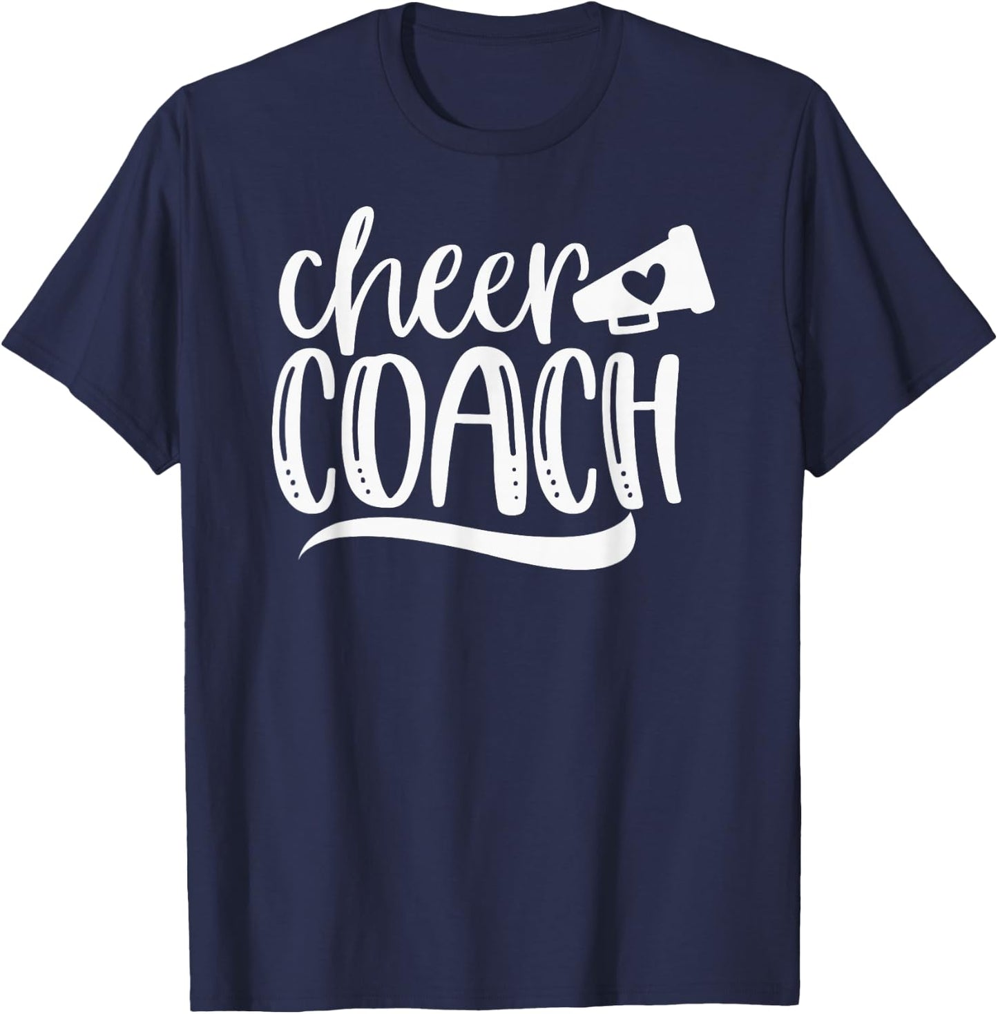 Cheer Coach Shirt, Megaphone Distressed Design T-Shirt - T-Shirt | Navy