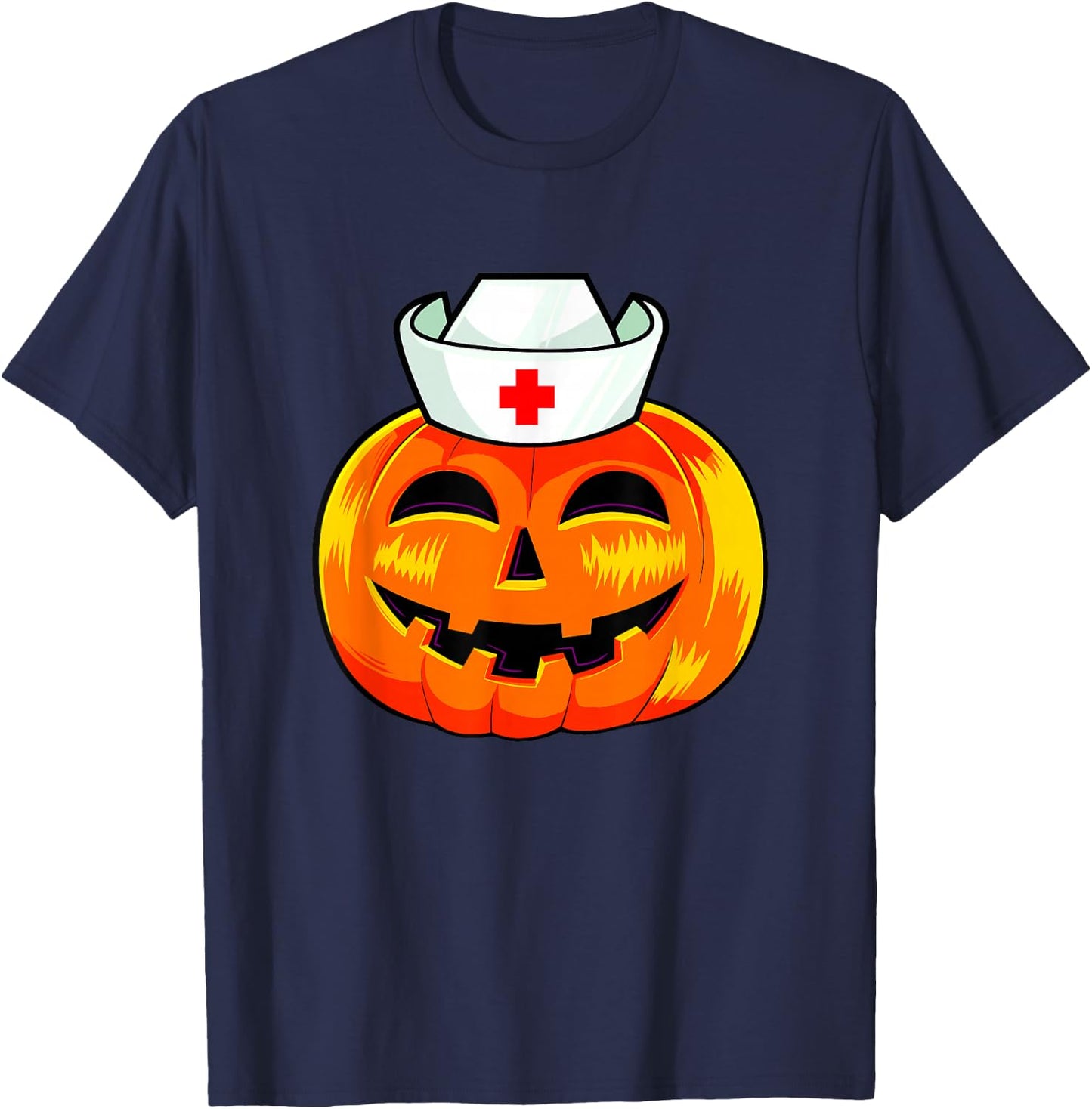 Nurse Halloween Scary Pumpkin Costume Nurse ER CNA ICU Women T-Shirt - T-Shirt | Navy