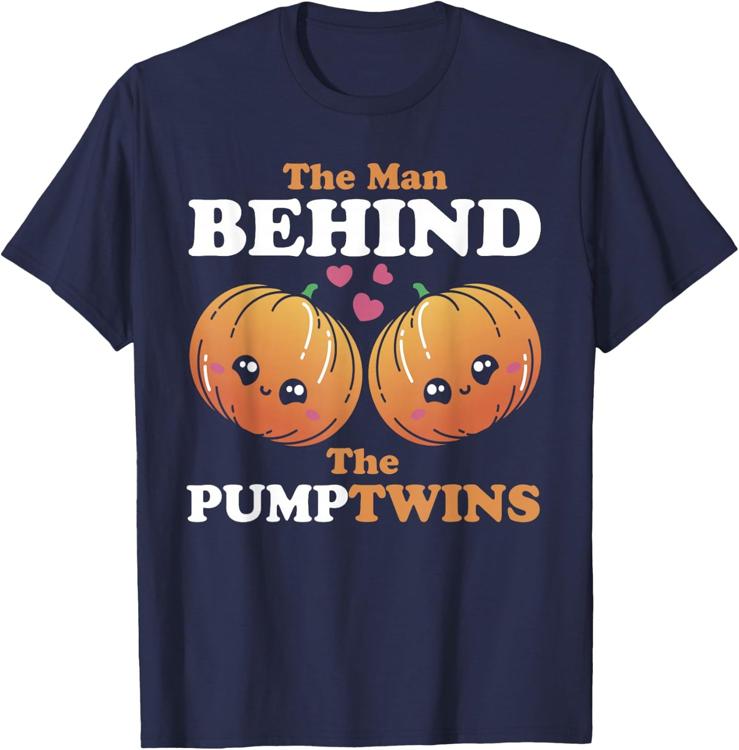 The Man Behind The Pumpkins Twins Halloween Pregnancy T-Shirt - T-Shirt | Navy