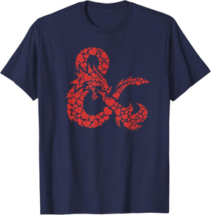 Dungeons & Dragons Heart Valentine's Day Logo T-Shirt - T-Shirt | Navy